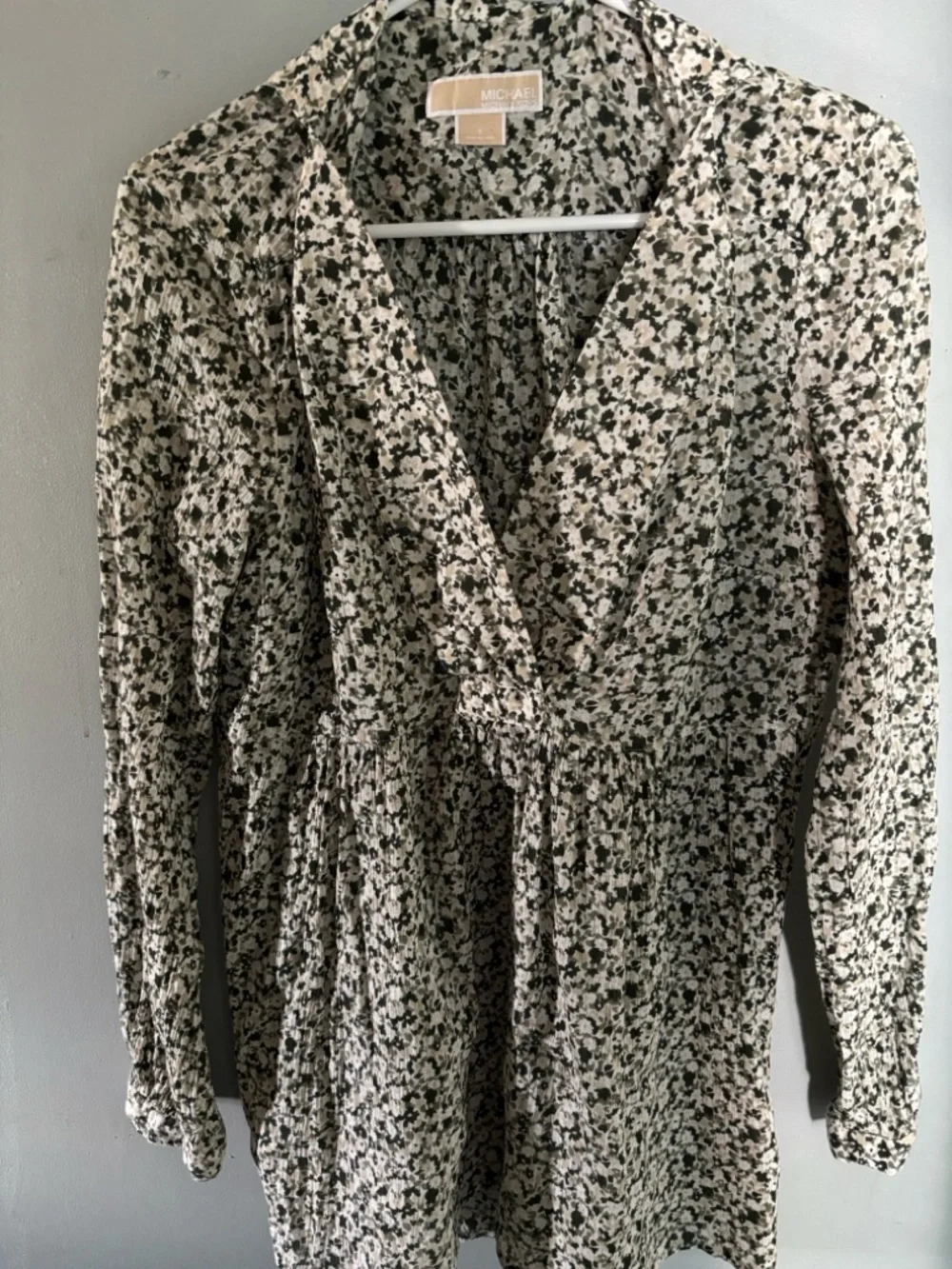 Michael Kors Cream and green  Floral Surplice Tunic